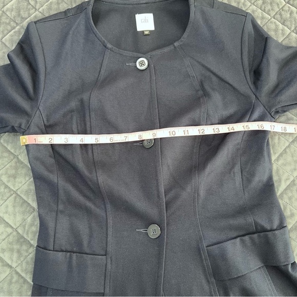 Cabi Coat Women Small Mid Length Sweater The Lido jacket Blue Long Ponte Knit F - Picture 6 of 8